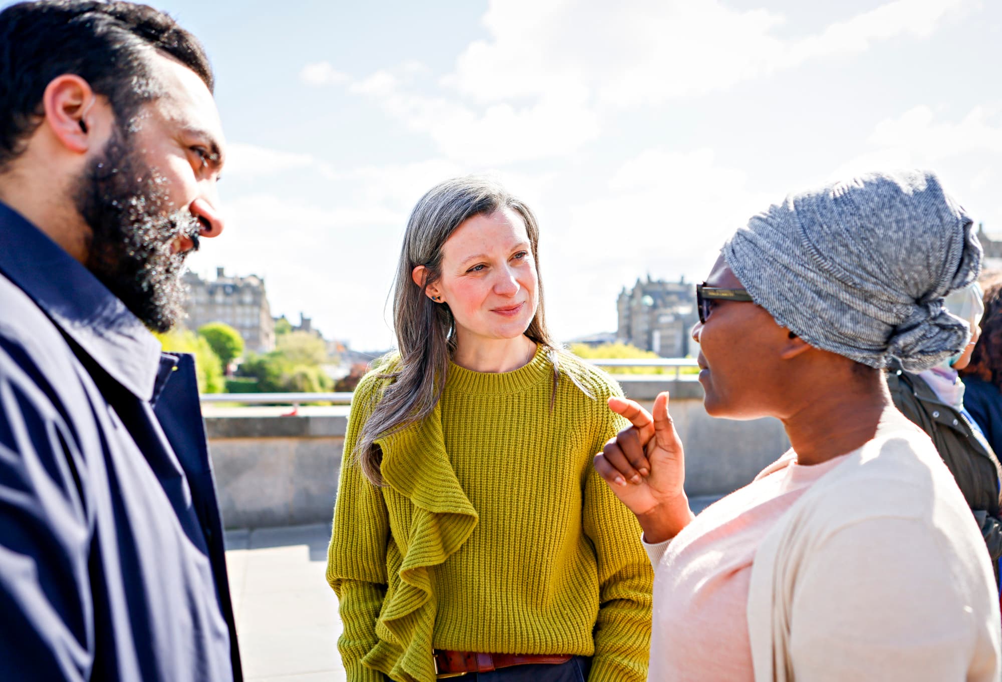 Leah Black in conversation with members of the M2M learning network in Edinburgh